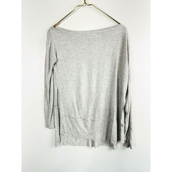 We The Free Sz XS Womens Luna Off Shoulder Top Gray Raw Raw Edge Hi Low - Picture 1 of 7